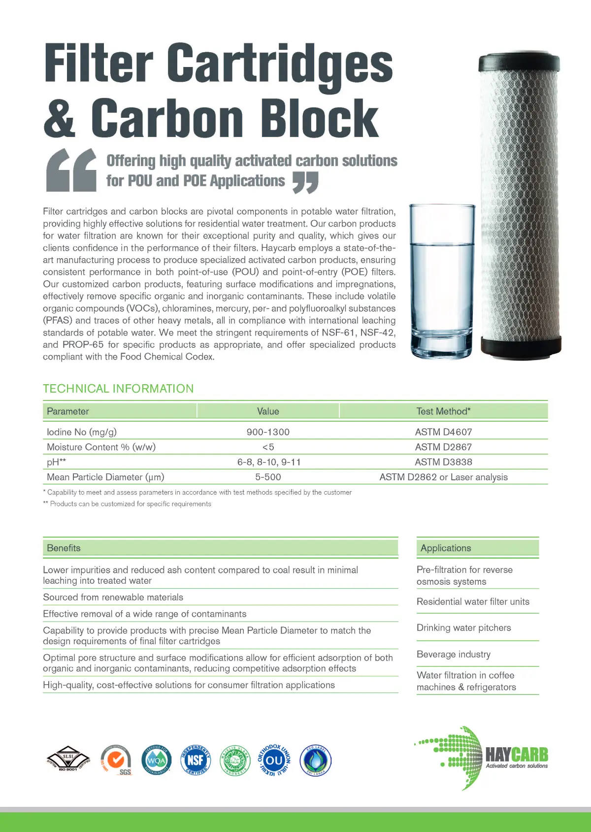 Haycarb Filter Cartridges Carbon Block Brochure 1